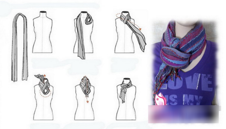 Способы завязывания шарфов на пальто с воротником женские
